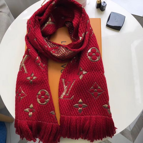 LOUIS VUITTON Wool Silk Logomania Scarf Lvs44466